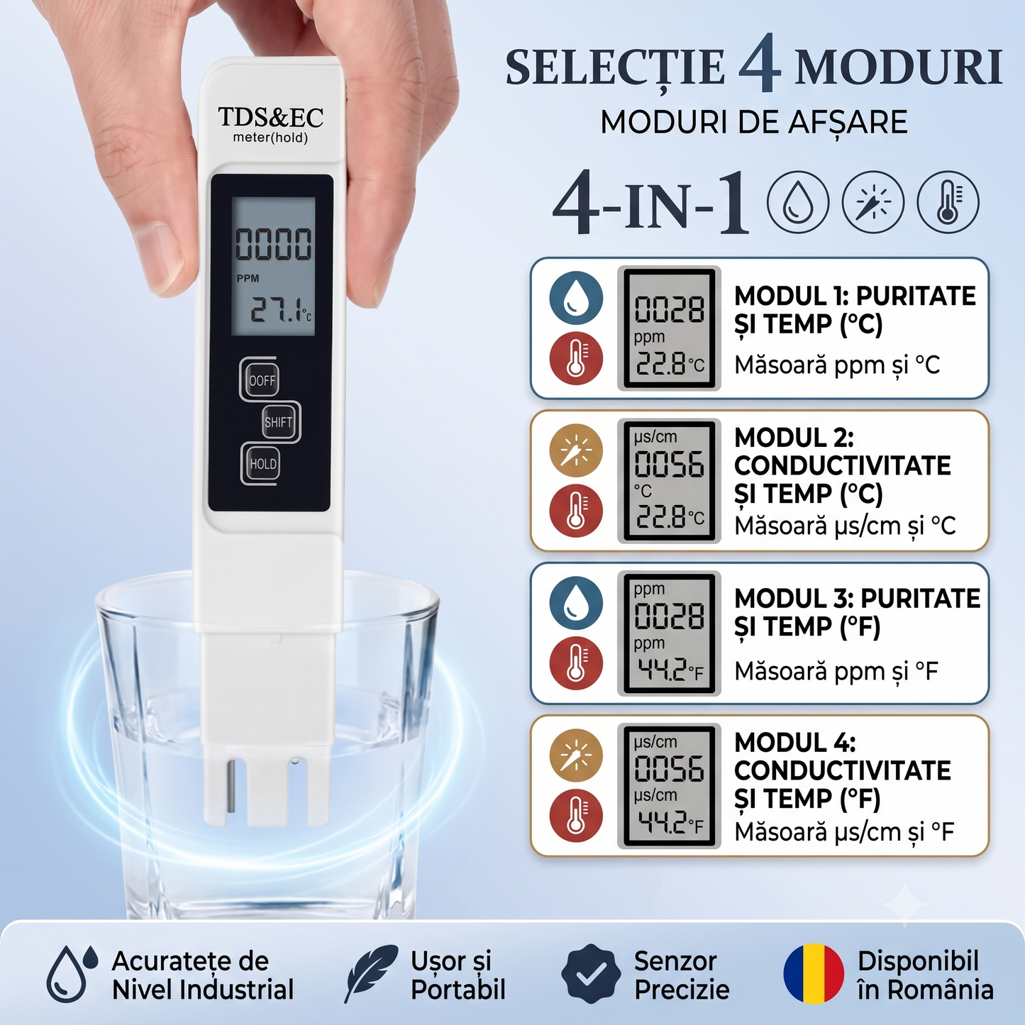AquaTest™ – Monitor Digital pentru Puritatea Apei
