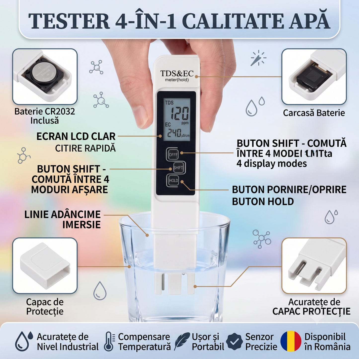 AquaTest™ – Monitor Digital pentru Puritatea Apei